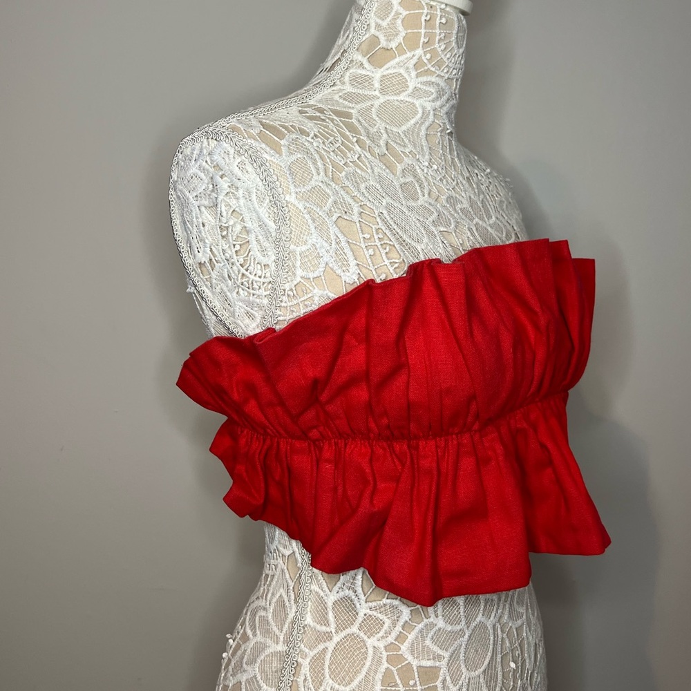 Saints+Secrets Strapless red crop top